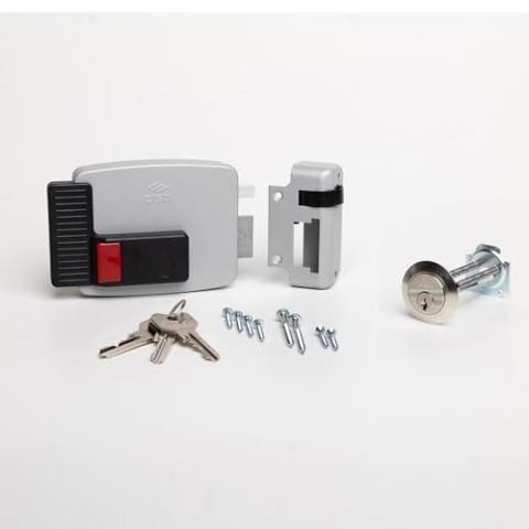 CISA - Elektroschloss zum Anbringen 111610601N7 - Elektroschloss CISA aus lackiertem Stahl mit Innentaste - elektrisches Außentorschloss Eingang 60 verstellbar - rechte Hand