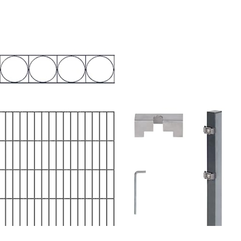 Alberts 668013 Doppelstabmattenzaun »Oslo« als 7 tlg. Zaun-Komplettset | verschiedene Längen und Höhen | kunststoffbeschichtet, anthrazit | Höhe 160 cm | Länge 2 m