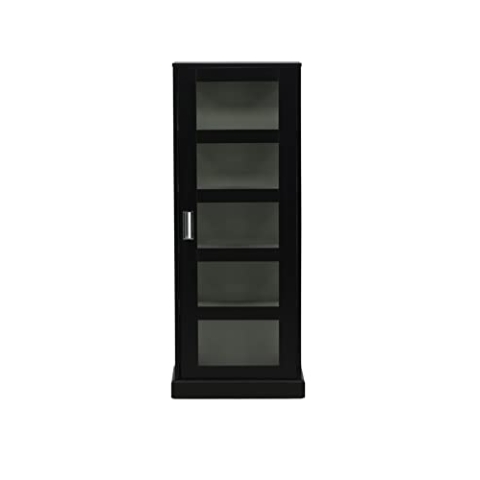 Lock - High Glass cabinet - 60X40X153 CM - BLACK
