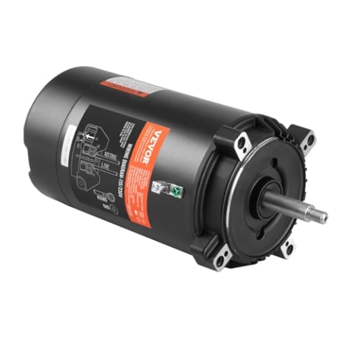 VEVOR 0.75 PS Poolpumpenmotor, 56J Rahmen, 115V(8 Ampere)/230V(4 Ampere) 3450 U/min, 60Hz, 1.5 Betriebsfaktor, 80μF/250V Kondensator, CCW Rotation Rundflansch Ersatzmotor