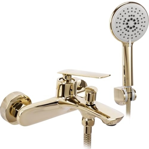 Rea Badewannenarmatur mit Handbrause Jager Gold, Komplettset, modern - 16X19,5X10,5CM