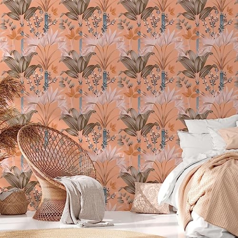 Tapete Floral Bunt Orange Blau Braun- Architects Paper Arcade 391722 - Vliestapete Pflanzen - 10,05 m x 0,53 m Made in Germany