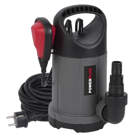 Powerplus Elektrische Wasserpumpe POWEW67902-250 W Tauchmotorpumpe, Maximaltemperatur 35°C und Fördermenge 5000 l/h, Gartenpumpe, Saugpumpe, Tauchpumpe, Gartengeräte