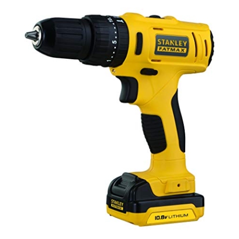 STANLEY FATMAX 10,8V Akku-Kompakt-Schlagbohrschrauber-Set, LED-Arbeitslicht, 20 Bohrfutterpositionen, mit 2 x Li-Ion 1,5Ah Akkus, 1 x Ladegerät und 1 x Werkzeugkoffer, FMC021S2-QW