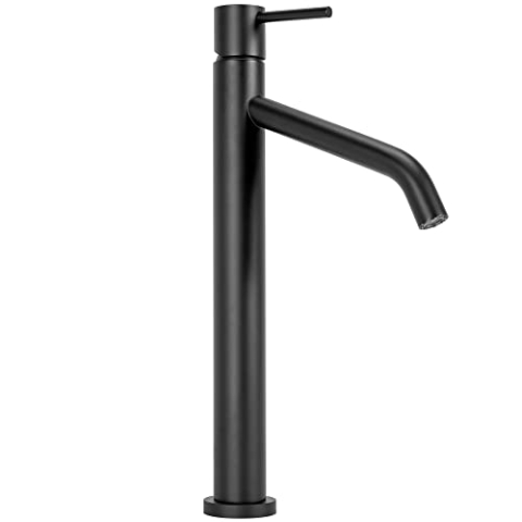 Rea Waschtischarmatur LEVEL BLACK HIGH Wasserhahn Bad Badarmatur aus Messing Armatur für Waschbecken Badezimmer Mischbatterie Waschbecken Einhebel (Schwarz)
