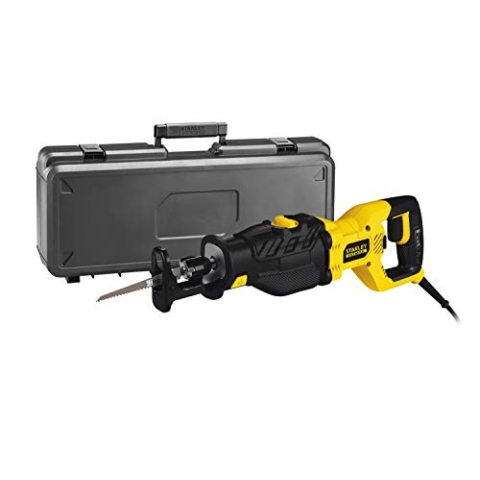 Stanley FatMax Pendelhub-Säbelsäge FME365K (1050 Watt, 28 mm Hublänge, max. 275 mm in Holz, Leerlaufhubzahl 0-3.500 min-1, werkzeugloser Sägeblattwechsel, inkl. Holz-Säbelsägeblatt (150mm), Koffer)