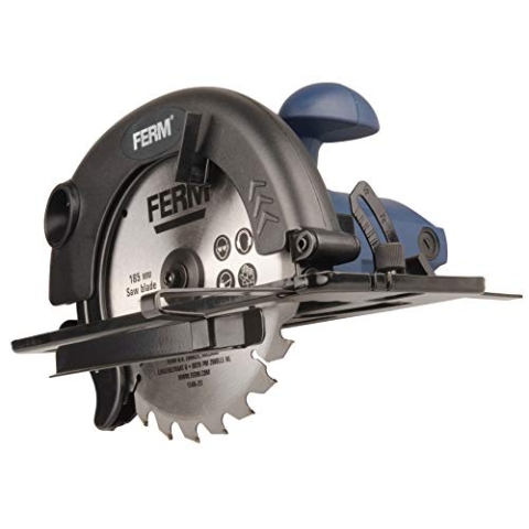 FERM Kreissäge 1200W -185mm Spindelarretierung - verstellbare Fußplatte (45 und 90 Grad) - Inkl. TCT Sägeblatt und Parallelführung
