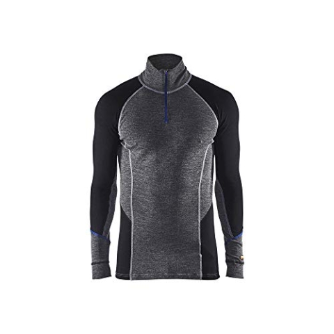 Blaklader 48991732 UNTERWÄSCHE MIT REISSVERSCHLUSS - OBERTEIL WARM 100% MERINO, Mittelgrau/schwarz, grootte XXXL