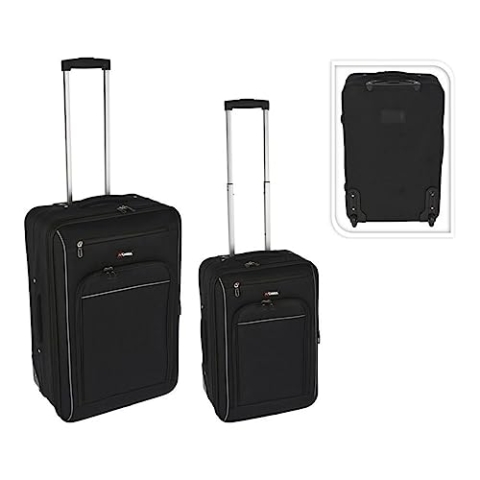 PR WORLD 90499 Set mit 2 schwarzen Reisekoffern, bunt, 36x24x53x44x26x63cm