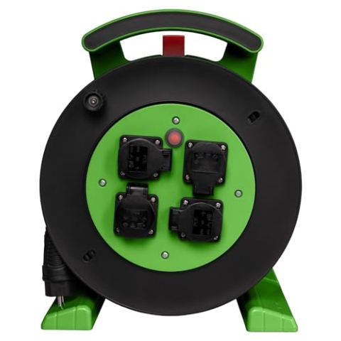 Jumbo-Kabeltrommel 2.0 40m H07RN-F 3G1,5 qmm schwarz 4 Schutzkontakt-Steckdosen