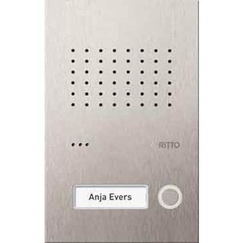 Ritto Acero pur Türstation Audio für 1 Familienhaus - Beleuchtete Klingeltaste und Namensschild - vandalensichere Gegensprechanlage, Unterputz, Edelstahl, RGE1810125