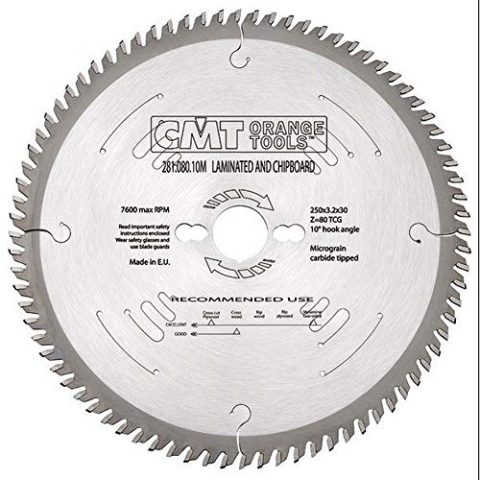 CMT Orange Tools Kreissägeblatt HW 300 x 3,2 / 2,2 x 30 Z=72 TCG - 281.072.12M - für Laminat und Spanholz, positiver Spanwinkel