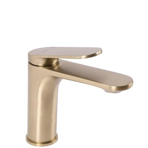 Rea Einhebel-Waschtischarmatur Marco Low Brushed Gold, Messing, Modernes Design - 14,2X10X15CM