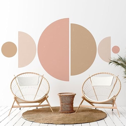Ambiance Sticker Vliestapete, vorgeklebt, riesige Fresken, abstraktes Design, halbe Kreise, dekorativ, 110 x 90 cm