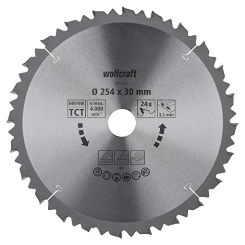 wolfcraft 6553000 Kapp- und Gehrungssägeblatt ø 254 mm - schnelle, grobe Schnitte