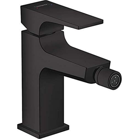 hansgrohe Bidetmischer Metropol mit Push-Open Ablaufgarnitur, Mattschwarz