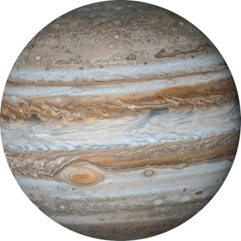 Komar DOT runde und selbstklebende Vlies Fototapete Jupiter - Ø Durchmesser 125 cm - 1 Stück - Tapete, Planet, Dekoration, Wandtapete, Wandbild, Wandbelag, Designtapete - D1-017