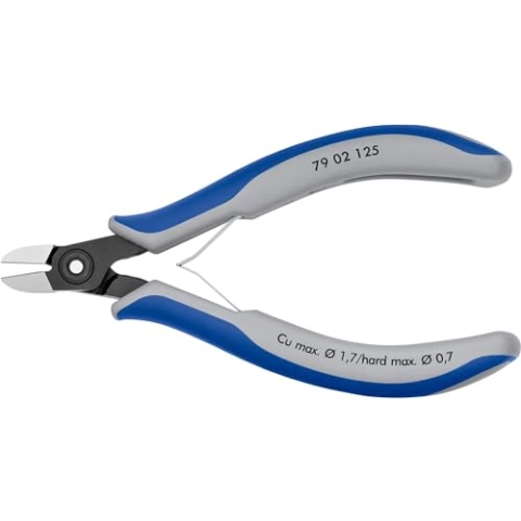 Knipex Präzisions-Elektronik-Seitenschneider brüniert, mit Mehrkomponenten-Hüllen 125 mm (SB-Karte/Blister) 79 02 125 SB