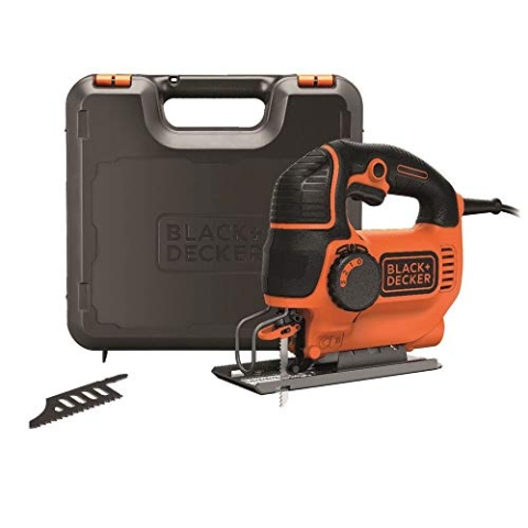 Black+Decker Elektro Stichsäge 620W KS901PEK / 4-stufige Pendelhubstichsäge mit Koffer für Holz, Metall & Kunststoff/Säge mit einfachem werkzeuglosen Sägeblattwechsel