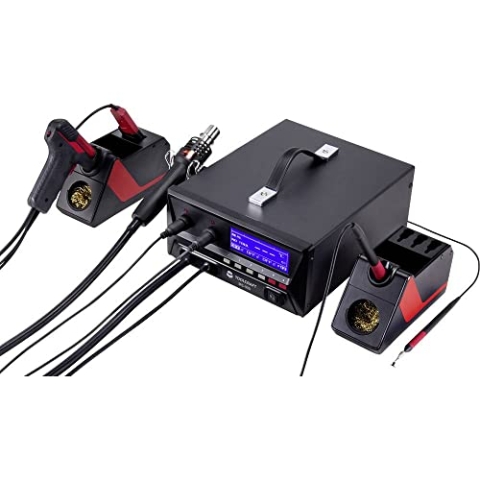 TOOLCRAFT TPS-900 Reparatur-Station I digitale Lötstation I Heißluft-Lötstation I Vakuum-Entlötstift I analoge Lötstation I Elektrozange I 230 V I werkzeug set