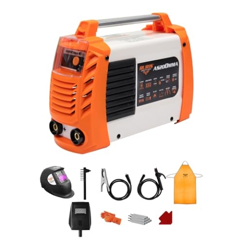 RURIS Schweißgerät Ruris AS200MMA + Maske + Hammer/Bürste + 2,5 kg Rutilanelektroden 3,2 mm + Magnet + Handschuhe + Schweißmaske mit Solarzellen + Schürze