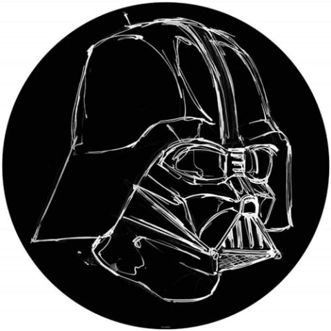 Komar DOT runde und selbstklebende Vlies Fototapete - Star Wars Ink Vader - Ø Durchmesser 125 cm - Kinderzimmer, Wandtattoo - DD1-021