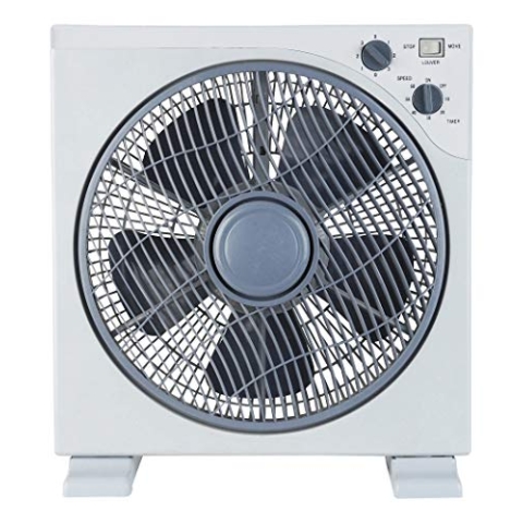 ARDES - Tragbarer quadratischer Tisch- oder Bodenventilator mit 5 Flügeln und 3 Intensitätsstufen, 360-Grad-Drehung und Timer, Bodenventilator, weiß, Box Floor AR5B29