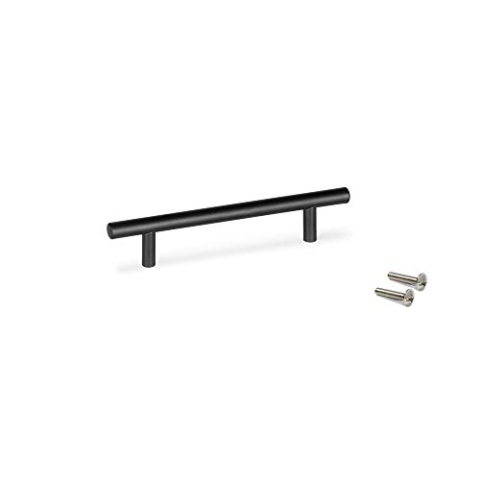Emuca - Möbelgriff, Griffe für Möbelstück, knöpfe für schubladen, Achsabstand 160mm, Hohler Edelstahl, Schwarz, 25 Stück