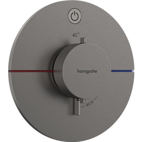 hansgrohe ShowerSelect Comfort S - Thermostat Unterputz, Armatur mit Sicherheitssperre (SafetyStop) bei 40° C, rundes Thermostat, Mischbatterie für 1 Verbraucher, Brushed Black Chrome