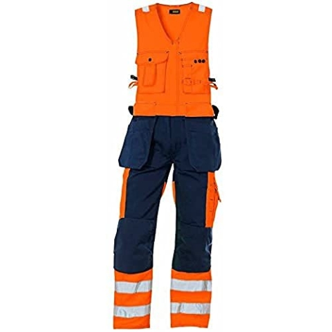 Blaklader 26531804 ÄRMELLOSER OVERALL MIT HOHER VISKOSITÄT, Orange/Marineblau, grootte D104