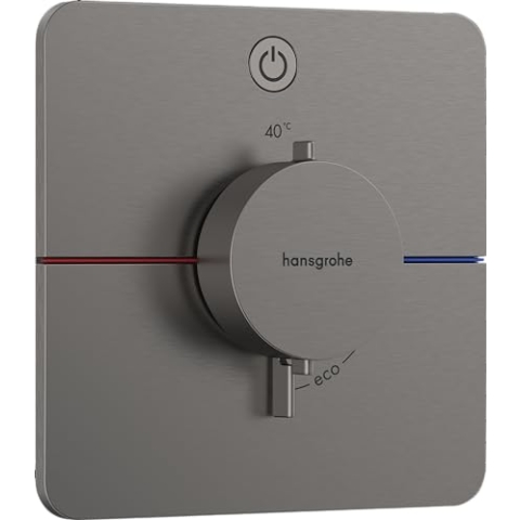 hansgrohe ShowerSelect Comfort Q - Thermostat Unterputz, Armatur mit Sicherheitssperre (SafetyStop) bei 40° C, Thermostat, Mischbatterie für 1 Verbraucher, Brushed Black Chrome