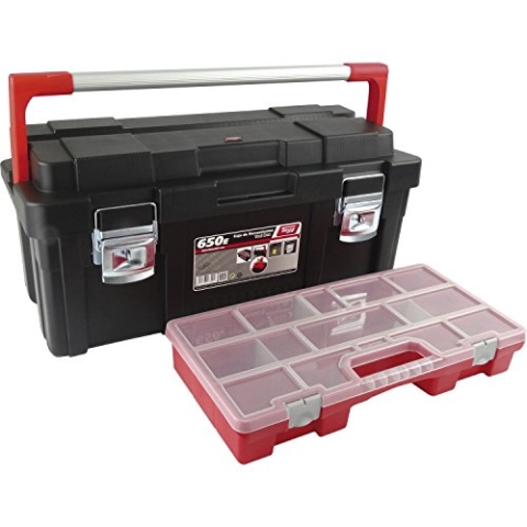 Tayg 173004 Werkzeugkasten aus Kunststoff-Aluminium Nr.650-E Sortimentkoffer Nr. 650-E Alu/PP mit Box 650 x 300 x 295 mm