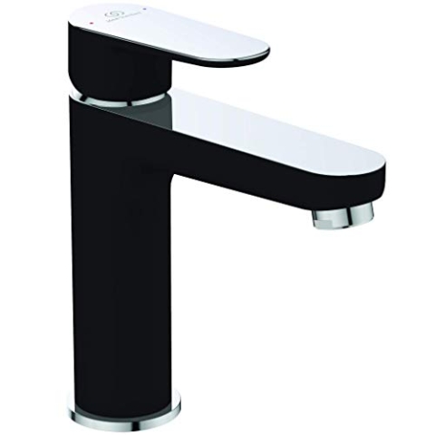 Ideal Standard Tyria BC159HS Waschtischarmatur für Badezimmer, Schwarz und Chrom, mit Ablaufgarnitur aus Metall