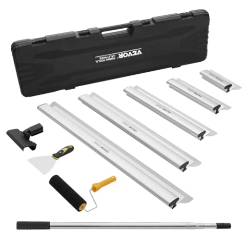 VEVOR Trockenbau-Spachtelklingen-Set, 10/16/24/32/40 Zoll Spachtelklingen + 34-81,6 Zoll Verlängerungsgriffstange, Edelstahlmesser, professionelle Spachtelwerkzeuge, für Gipskarton/Wandplatten