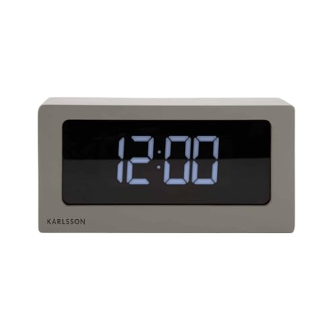 Karlsson Tischuhr Boxed - Warmgrau - 25x7x12,5cm - Rechteck - Holzfurnier - Standuhr - Tisch Uhr