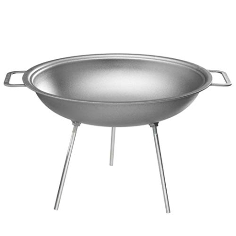 MUURIKKA Wok 43cm, Großer Outdoor Wok mit Beinen, robuster Walzstahl, für offenes Feuer