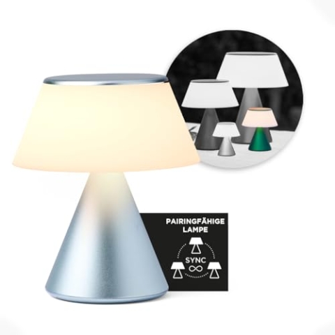 Lexon LUMA M LED Schreibtischlampe, kabellose Tischlampe mit Touchdimmer und Synchronisation Multi-Lampen, 9 Lichtfarben für Büro, Schlafzimmer und Nachttisch, Metall