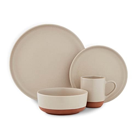 Barbary & Oak BO867014STN Verona Geschirr-Set, 16-teilig, aus Terrakotta, Stein