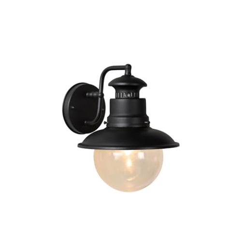 LUCIDE FIGO - Wandleuchte Innen/Außen - Ø 21,5 cm - 1xE27 - IP44 - Schwarz