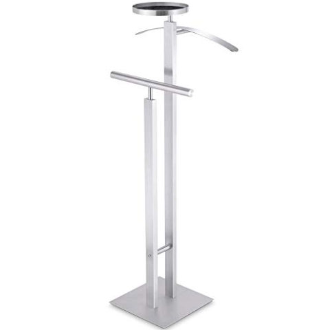 ZACK Kleiderständer - Modern, Silber, Metall, Edelstahl, 108 x 46.5 x 30 cm, für Kleidung, Schuhe, Hüte, Schmuck, Accessoires
