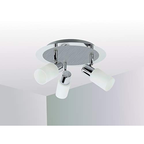 Trango 3-flammig 2007-38R LED Deckenleuchte in Rondell - Chrom & Alu gebürstet *GRACE* inkl. 3x G9 LED Leuchtmittel 3.000K warmweiße Lichtfarbe Badleuchte, Flurleuchte, Küchenleuchte, LED Deckenlampe