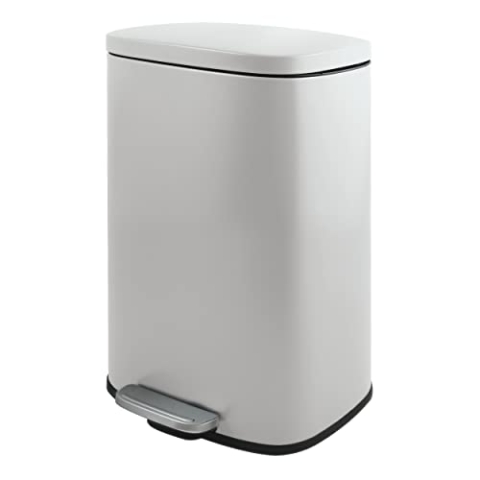 Spirella Mülleimer, Abfalleimer, Treteimer für die Küche, 30 Liter, Softclose, Inneneimer aus Kunststoff, mit Fußpedal Weiß
