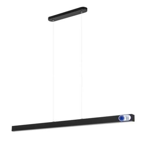 alfalux Lampe LED Hängelampe aus Metall Wohnzimmer Hängeleuchte Pendelleuchte Esstischlampe Küchenlampe Hängeleuchten & Pendelleuchten Höhenverstellbar Warmweißes Licht 96 cm WI96LED-3K-SCHWARZ