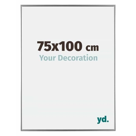 Your Decoration - Bilderrahmen 75x100 cm - Silber Hochglanz - Bilderrahmen aus Kunststoff mit Acrylglas - Antireflex - 75x100 Rahmen - Evry