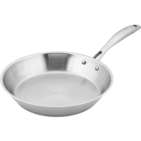 SCANPAN STS Edelstahl-Pfanne 28 cm | Multifunktionale Pfanne Induction mit Aluminiumkern, Schräge Seiten | Bratpfanne für alle Herdarten | Ofenfest