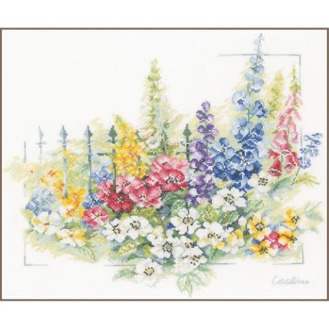 Lanarte Kreuzstich Stickpackungen Gezählter Kreuzstichbilder Set BLUMENEXPLOSION Wanddekoration Handarbeit Set für Erwachsene 45 x 40 cm DIY Deko Bastelset Handwerker Kreative Geschenkset