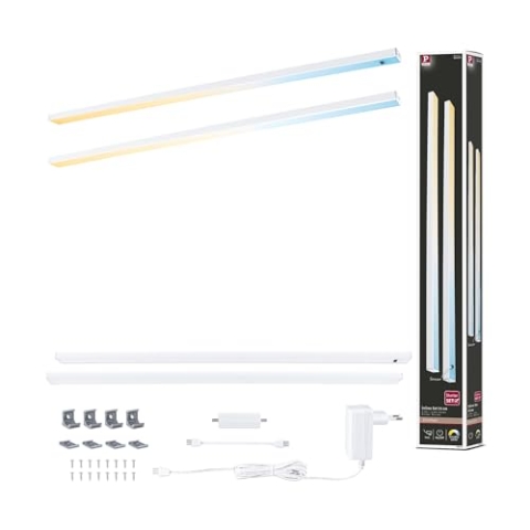 Paulmann 98619 LED Unterschrankleuchte Inline Starterset 2x6W 550x26mm 2x500lm 24V Weiß matt Tunable White