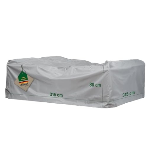 Mehr Garten Premium Protect Lounge Abdeckung quadratisch, 315x315x80 cm, hellgrau, atmungsaktives 2-lagiges Polyestergewebe, Schutzhülle Gartenmöbel wasserdicht und UV-beständig