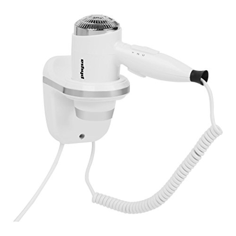 Physa Wandhaartrockner Hotel Weiß Hotelfön PILIH Haarfön Wand Haartrockner (1.600 W, max. 68 °C, Luftgeschwindigkeit: 16 m/s, Kaltluft-Option)