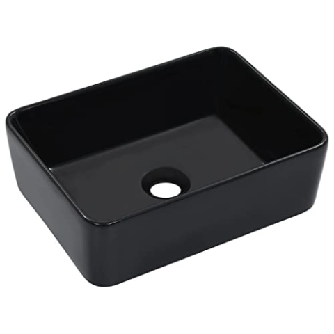 vidaXL Waschbecken Waschschale Waschtisch Aufsatzwaschbecken Waschplatz Handwaschbecken Aufsatzbecken Becken Badezimmer 40x30x13cm Keramik Schwarz